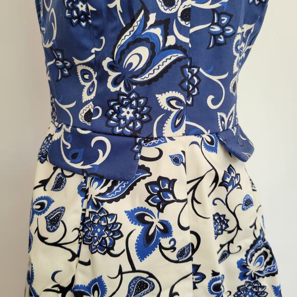 Draper James Oak Hill Vine Dress Cut Out Back Blue Floral Fit Flare Women 6 - Picture 6 of 13